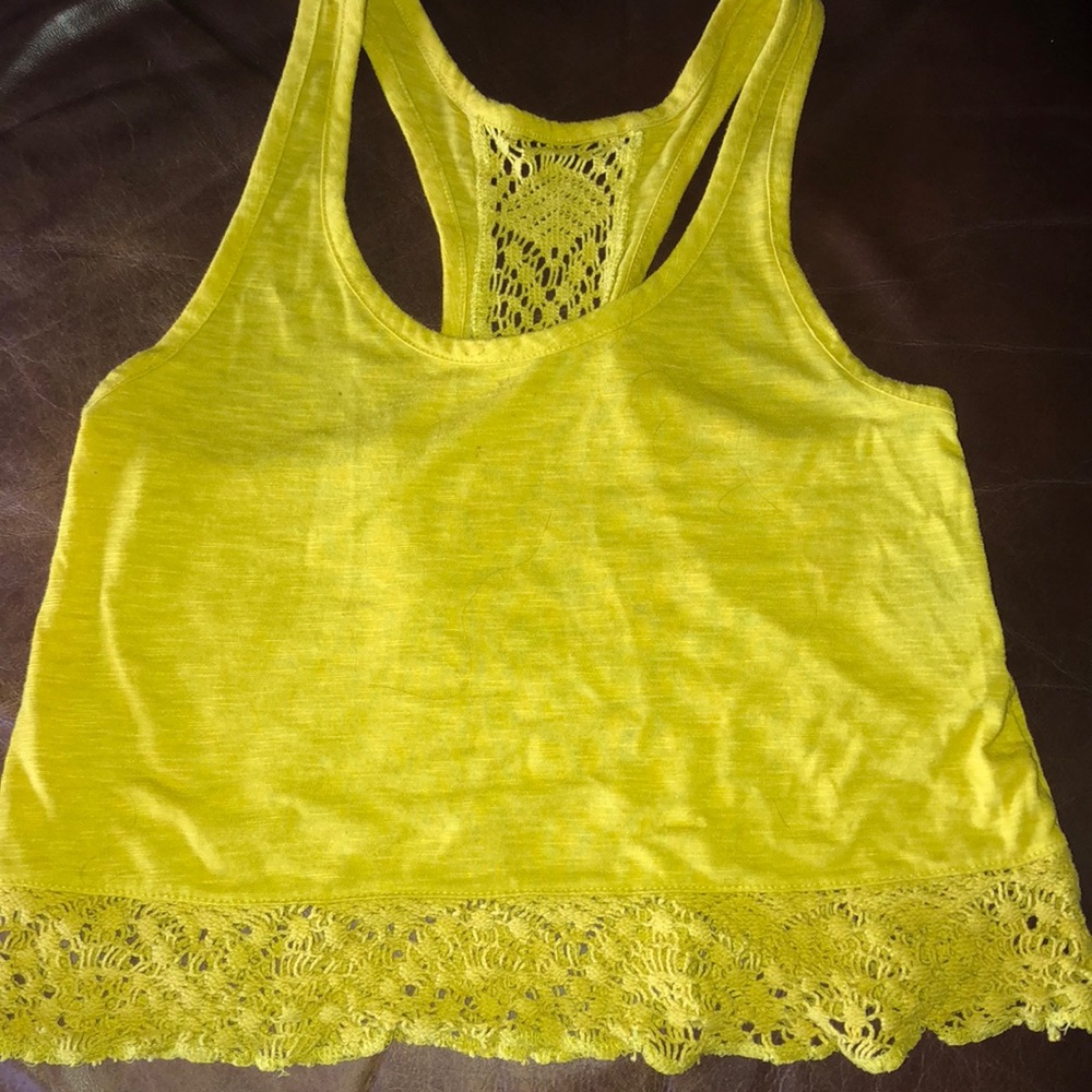 ROXY mustard yellow lace top
